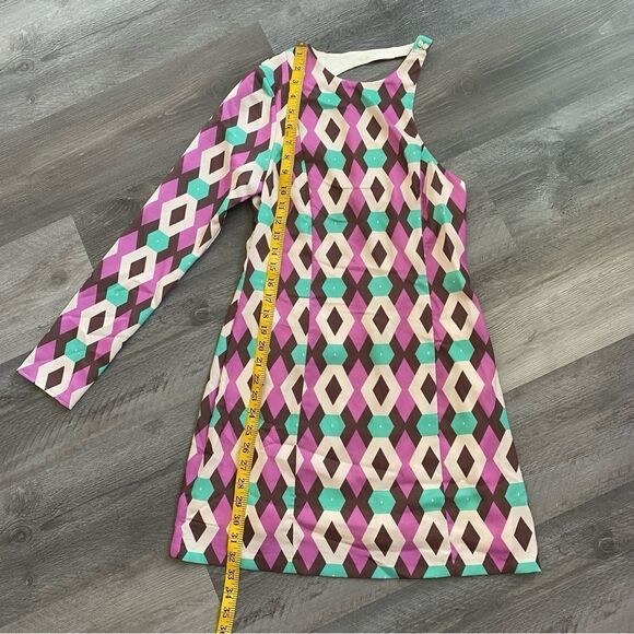 ZARA Shift Dress NEW One Sleeve Small Purple Teal Party - Picture 10 of 12